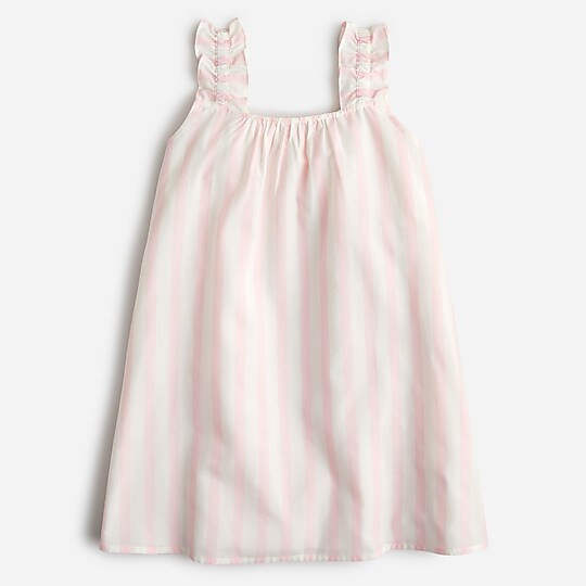 Girls' ruffle cotton poplin nightgown in stripe | J. Crew US