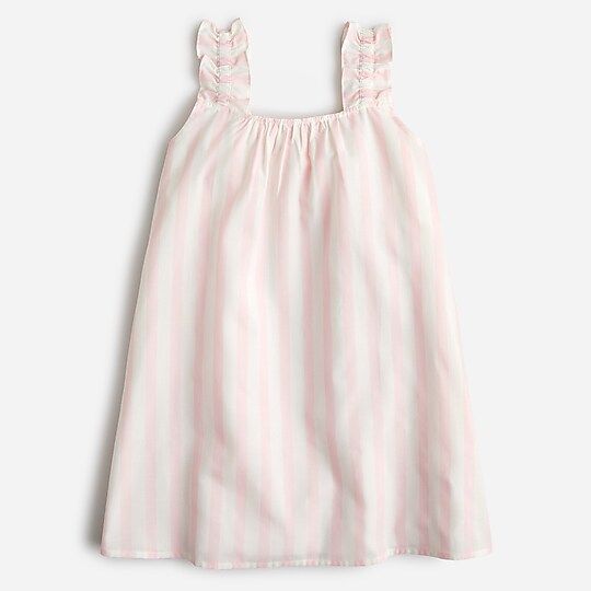 Girls' ruffle cotton poplin nightgown in stripe | J.Crew US