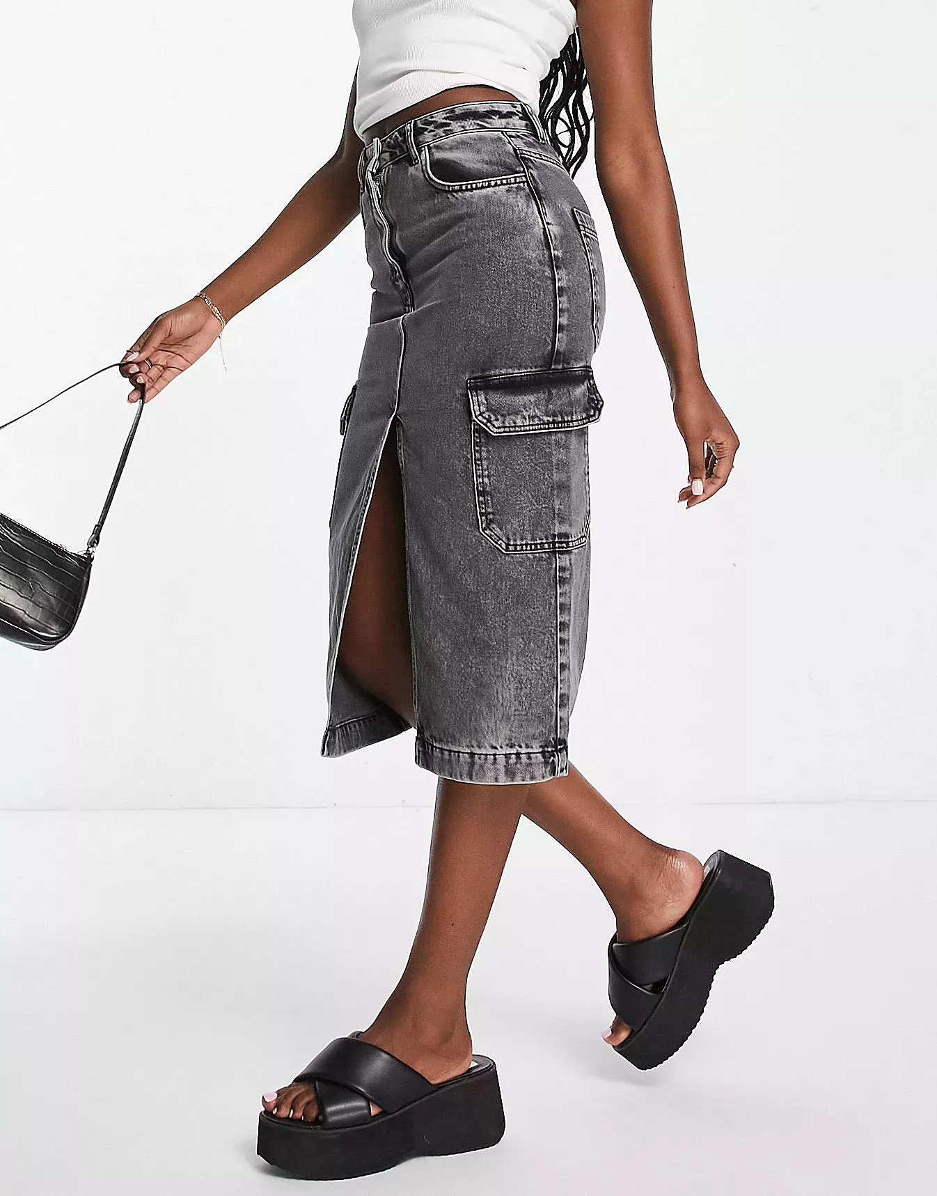 Miss Selfridge denim cargo midi … curated on LTK