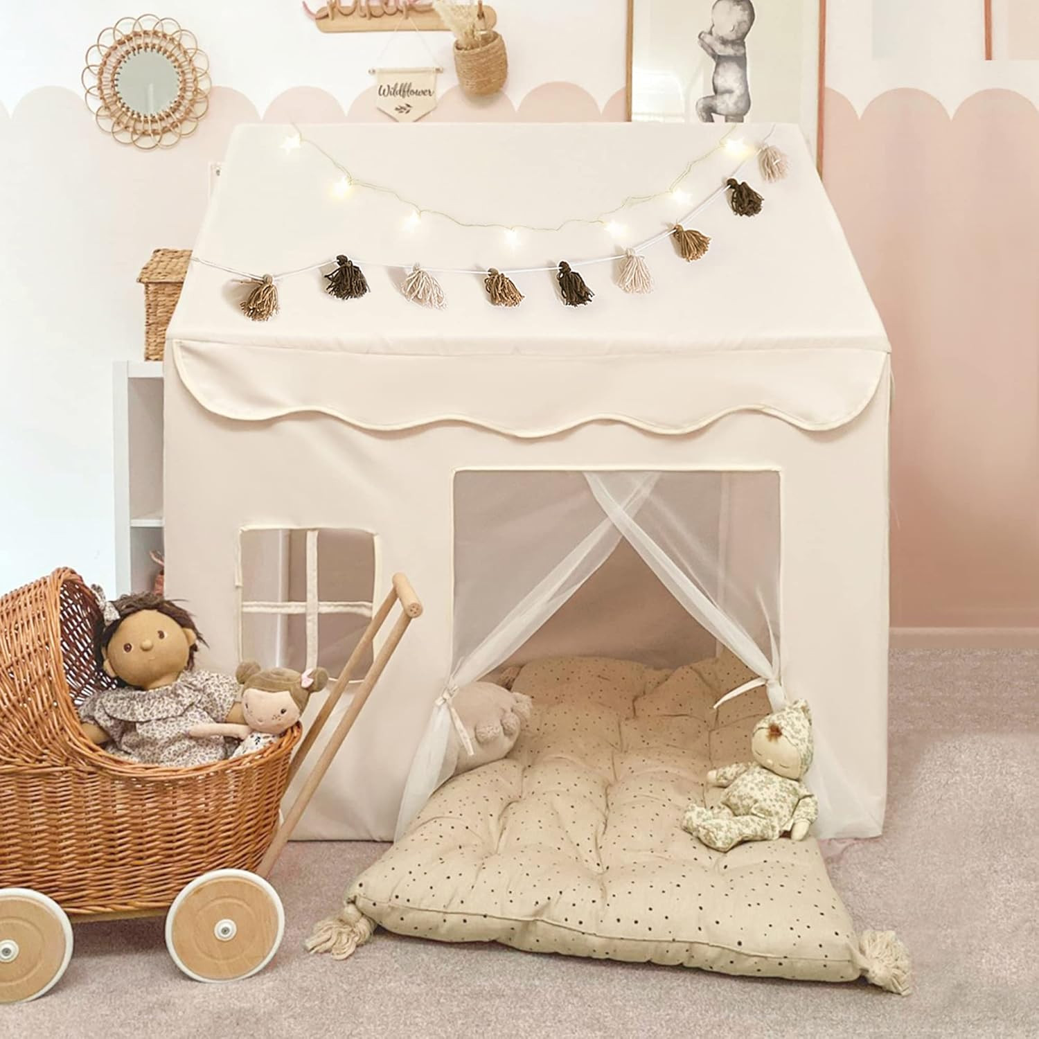 Tiny Kids Play Tent with Star Light & Detachable Floor Kids Tent Playhouse for Kids Indoor & Outd... | Amazon (US)