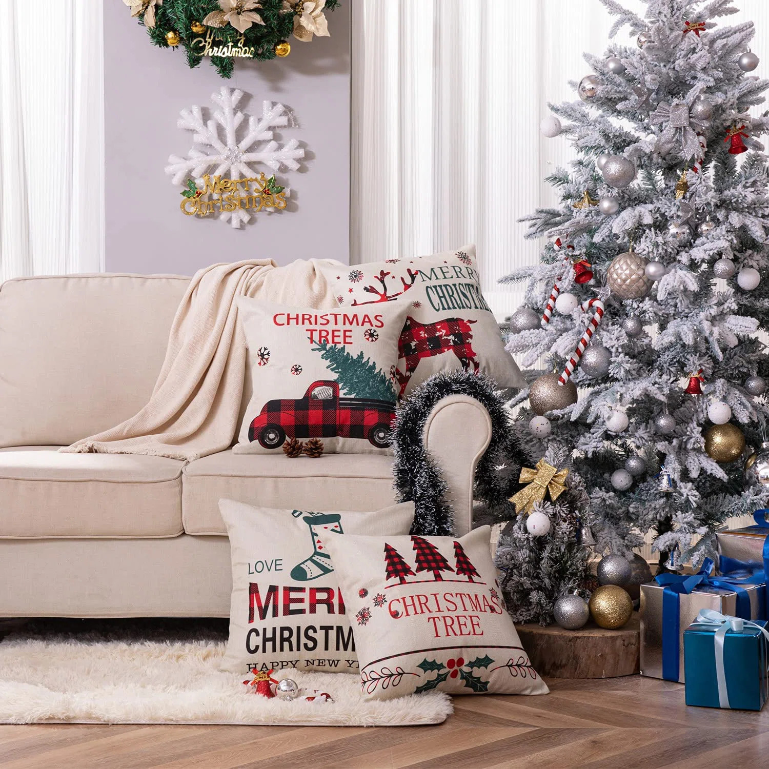 18'' Christmas Throw Pillow Covers Holiday Home Decor (Set Of 4) | Wayfair North America