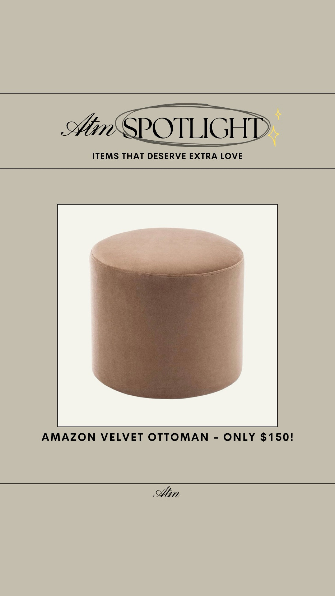ATM Spotlight - Amazon Velvet Ottoman // only $150!

velvet ottoman, amazon finds, amazon home finds, linen ottoman, upholstered ottoman, living room furniture, living room finds, living room inspo, amazon furniture, amazon deals, amazon favorites 

#LTKhome