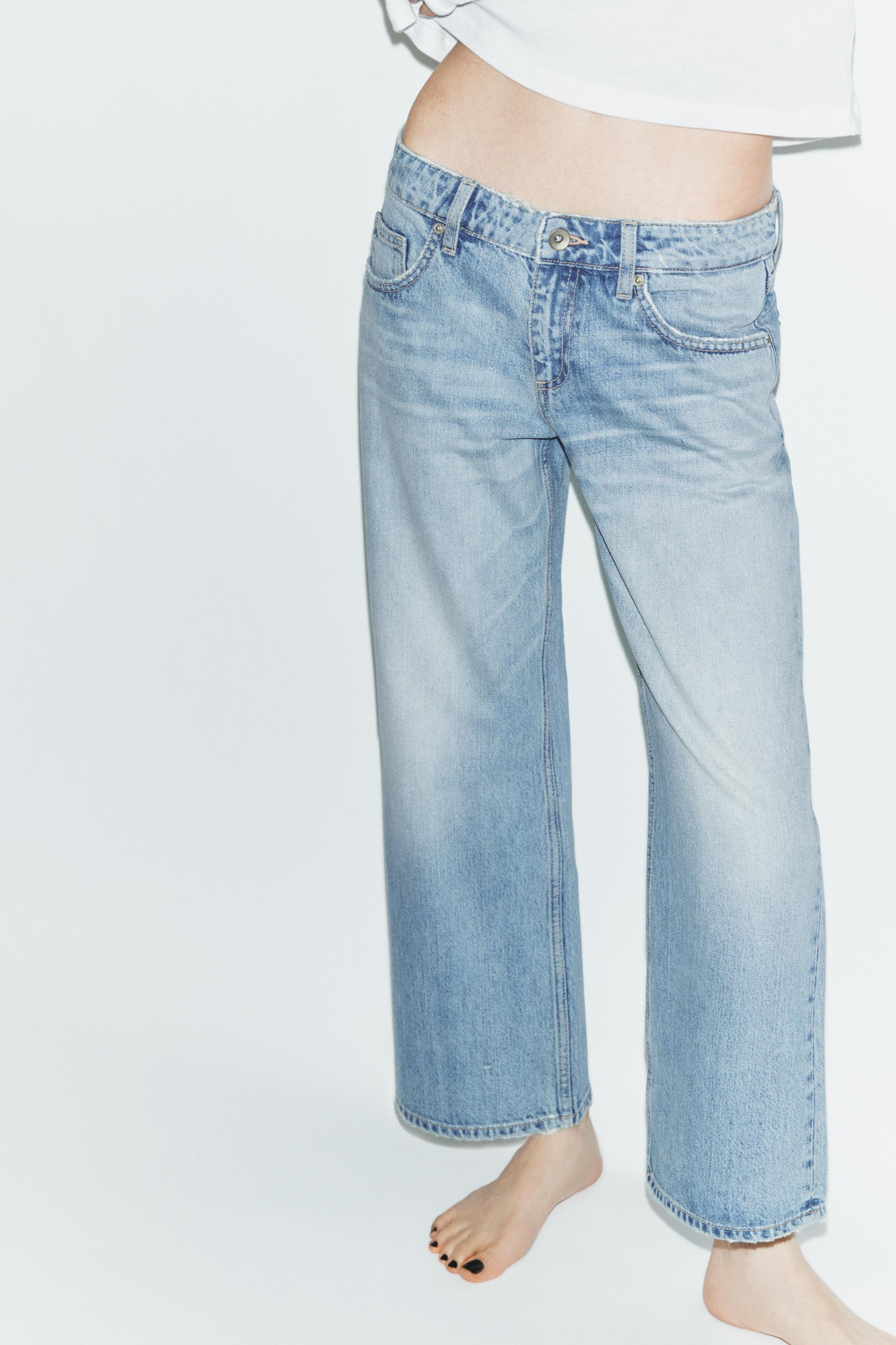 TRF LOW RISE WIDE LEG CROPPED JEANS | Zara US