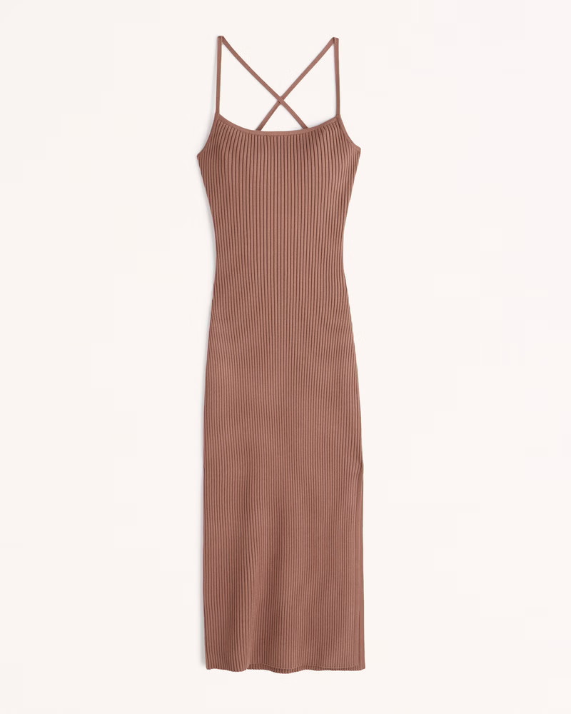 Lace-Up Ribbed Midi Dress | Abercrombie & Fitch (US)