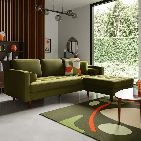 Zoe Velvet Corner Chaise | Dunelm (migrated)