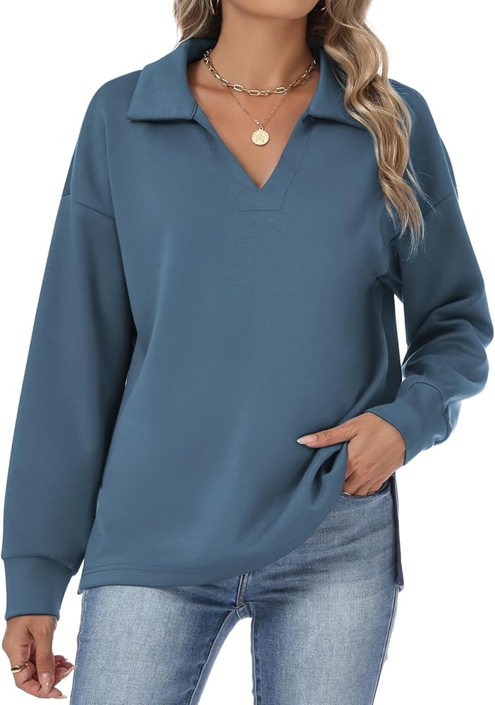 Womens Sweatshirts Airlayer Tunic Tops Long Sleeve Hoodies V Neck Loose Pullover Sweaters 2026 Fa... | Amazon (US)
