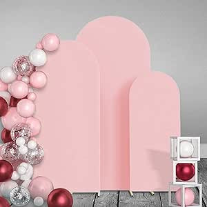 Set of 3(7.2ft,6.6ft.6ft) Arch Backdrop Cover Matte Fitted Spandex Round Top Wedding Arch Covers ... | Amazon (US)