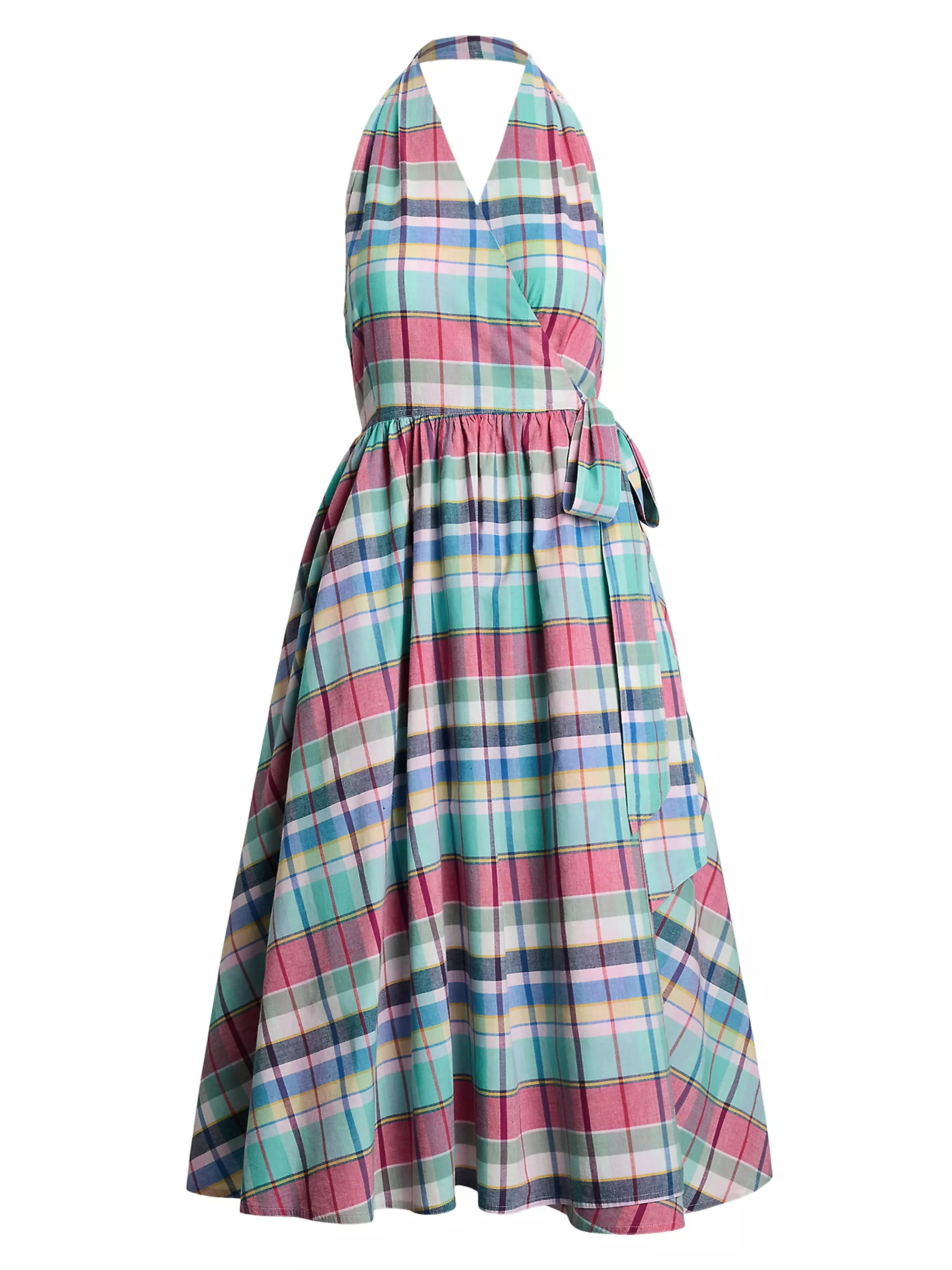 Plaid Cotton Halterneck Wrap Midi-Dress | Saks Fifth Avenue