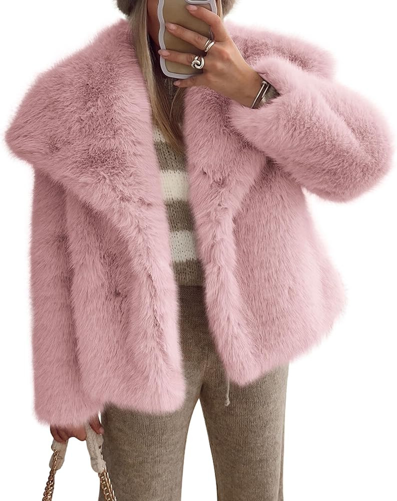 PRETTYGARDEN Womens Winter Coats 2025 Trendy Long Sleeve Furry Faux Fur Jackets Button Lapel Warm... | Amazon (US)