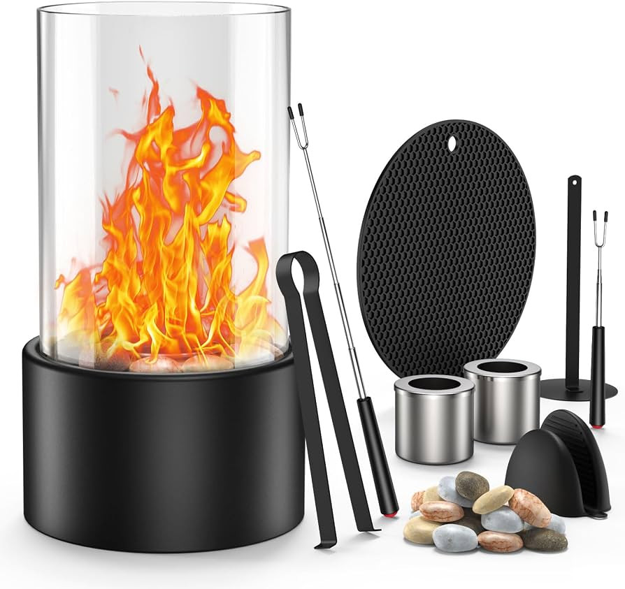 MoKo Table Top Firepit Indoor - Tabletop Fire Pit with Glass Rocks, Smokeless Small Fire Pit with... | Amazon (US)