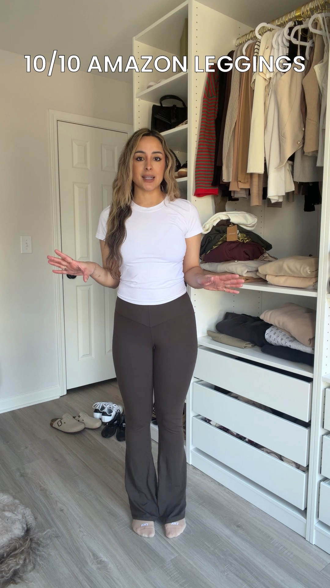 These are one of the best flared leggings on Amazon! They have the flattering v cut hem in the front and a mini flare! Super soft and stretchy. 

#LTKActive #LTKgrwm #LTKootd