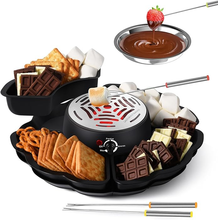 Amazon.com: 2 In 1 Smores Maker & Fondue Set, Tabletop Indoor Smores Kit, Marshmallow Roaster wit... | Amazon (US)