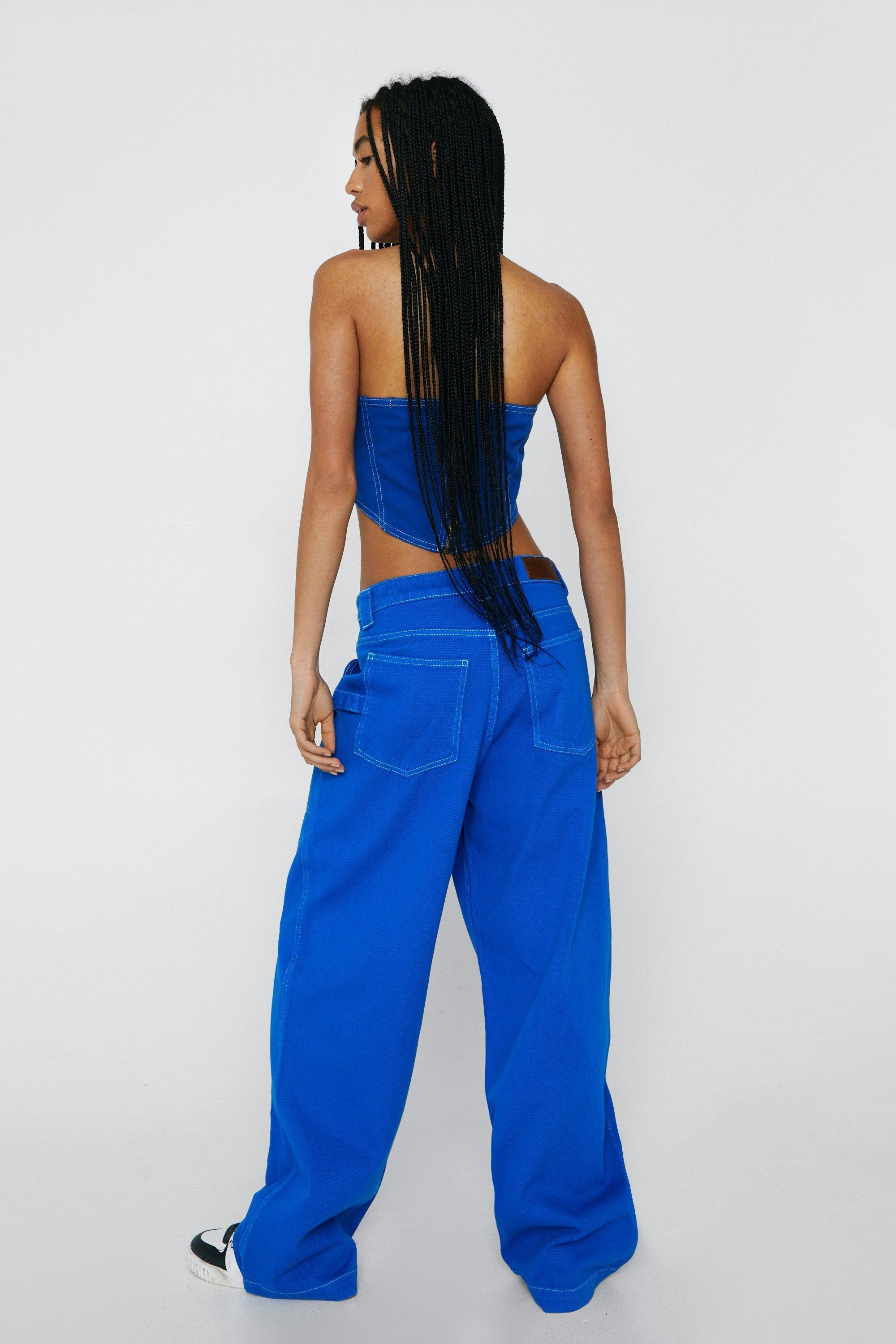 Contrast Stitch Denim Utility Jeans | Nasty Gal (US)