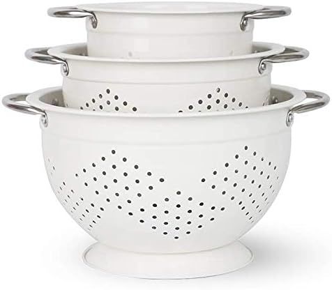 Hillbond Colander Set of 3, Powder Coated Metal Strainers with Riveted Stainless Steel Handles an... | Amazon (US)