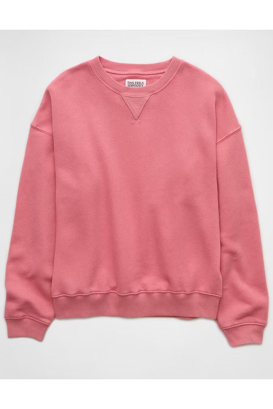 AE Relaxed Crew Neck Sweatshirt Women's Light Pink XL | American Eagle Outfitters (US & CA)