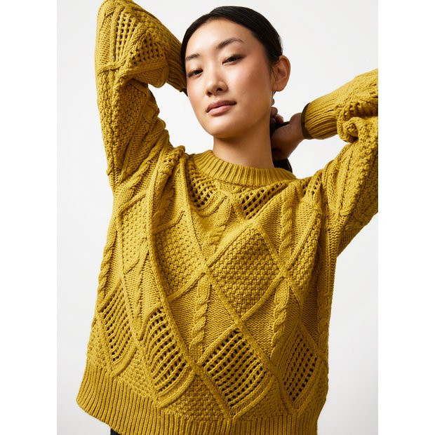 Mustard Cable Knit Jumper 10 | Tu Clothing