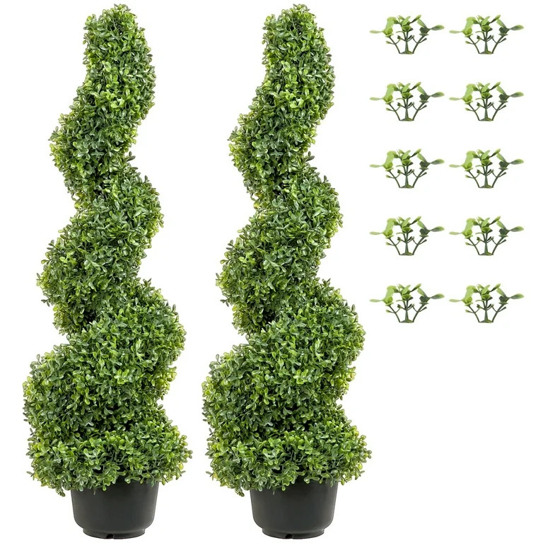 VEVOR 2 pcs. Artificial Boxwood Tower Topiary Spiral Artificial Plant 91cm high Decorative Plant ... | Walmart (US)