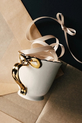Benedita Bow Stoneware Gold Mug | Anthropologie (US)