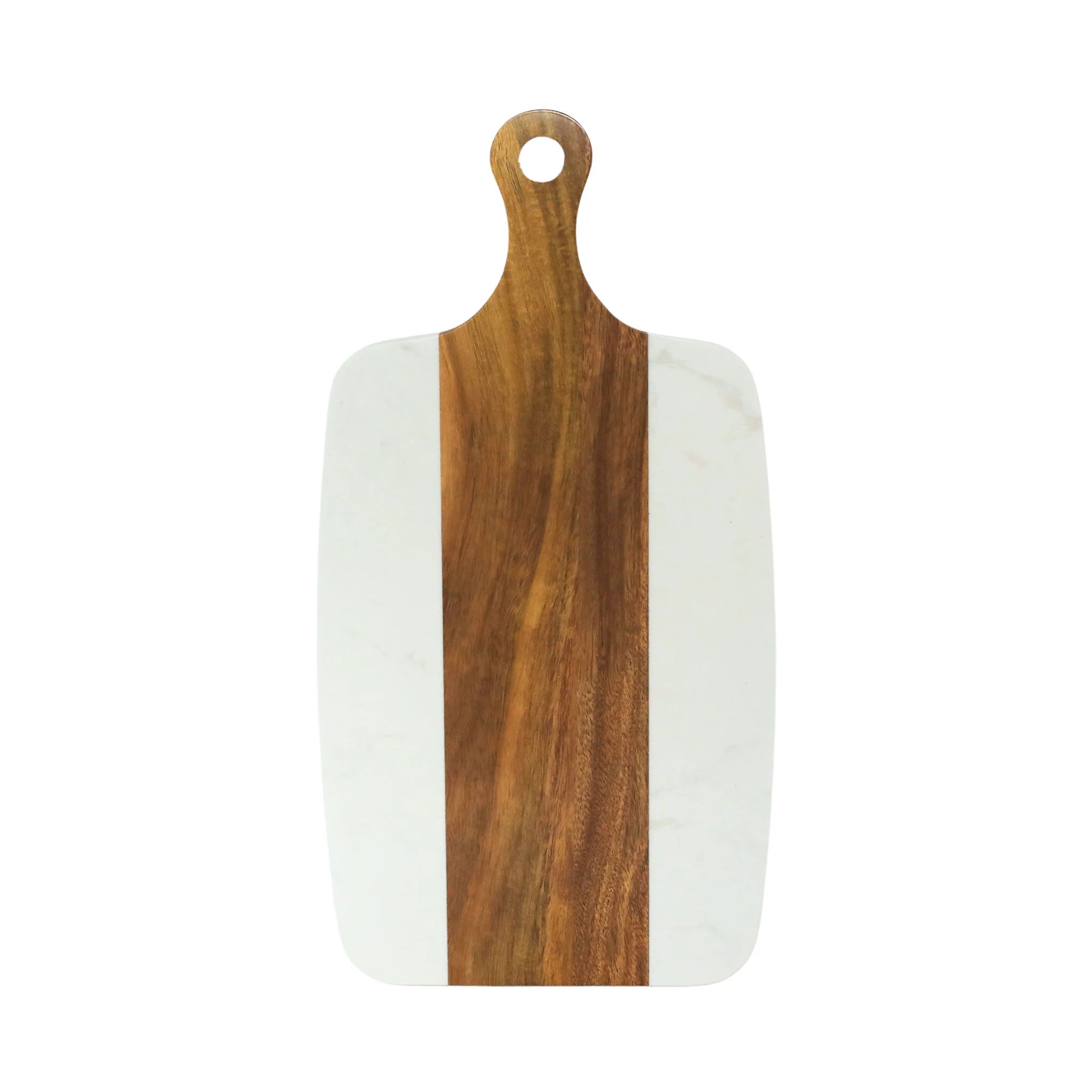 White Marble and Acacia Wood Center Handled Board | Creative Gifts International