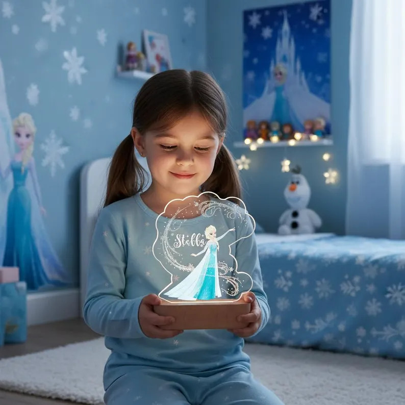 Custom Frozen Elsa Night Light with Name, Personalized Light for Girl, Disney Gift, Birthday Gift... | Etsy (US)
