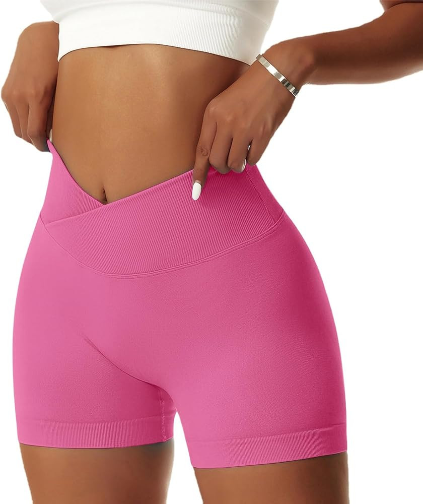 Vertvie Women's Workout Gym Shorts Booty V Cross Spandex Yoga Biker Shorts Scrunch Butt High Wais... | Amazon (US)
