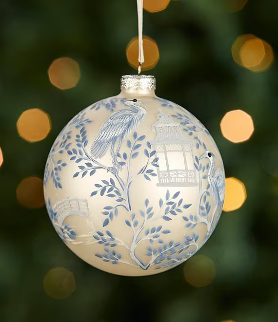 Southern Living Blue Christmas Collection Hand Painted Chinoiserie Glass Ball Ornament | Dillard'... | Dillard's