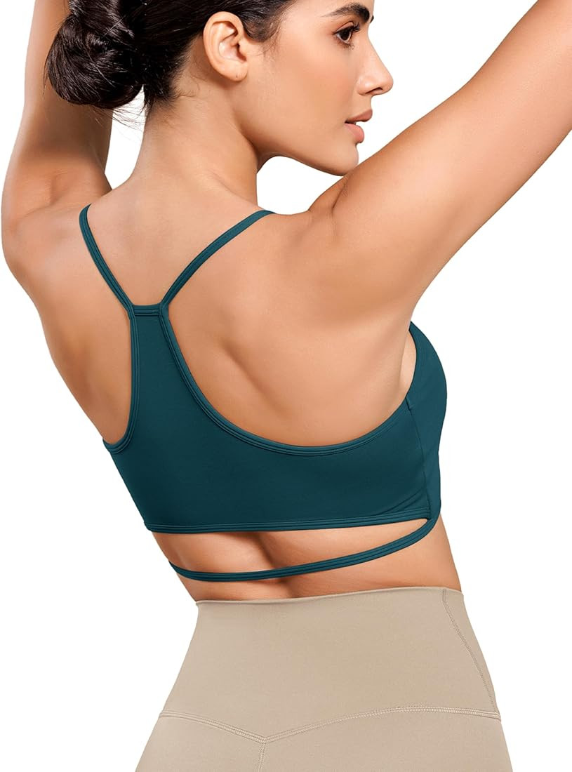 ODODOS Cloud Feeling Halter Sports Bra for Women Padding Cut Out Racerback Yoga Tank Top | Amazon (US)