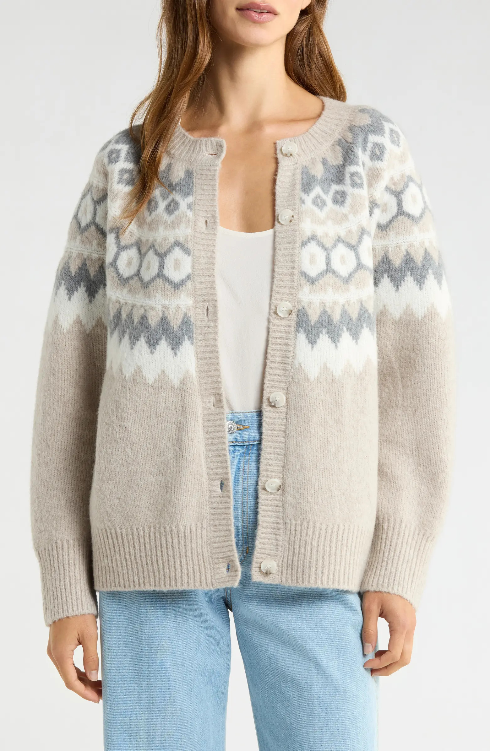 The Snowed In Fair Isle Merino Wool & Cashmere Blend Cardigan | Nordstrom