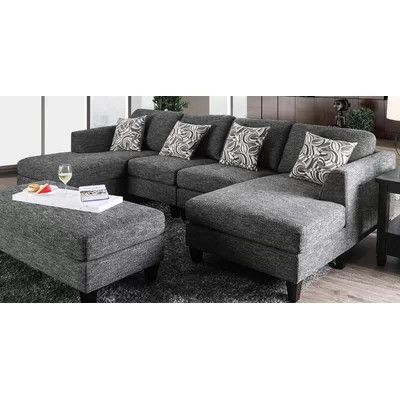 Digregorio 122" Wide Chenille Symmetrical Modular Corner Sectional with Ottoman | Wayfair North America
