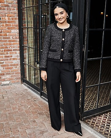 Tweed Cropped Blazer + Wide Leg Pant | Express