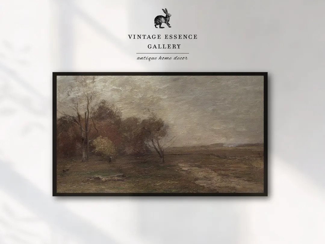 Samsung Frame TV Art Vintage Dark Moody Fall Landscape Neutral Brown Tone Artwork Countryside Aut... | Etsy (US)