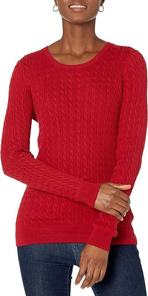 Amazon Essentials Women's Lightweight Long-Sleeve Cable Crewneck Sweater (Available in Plus Size) | Amazon (US)