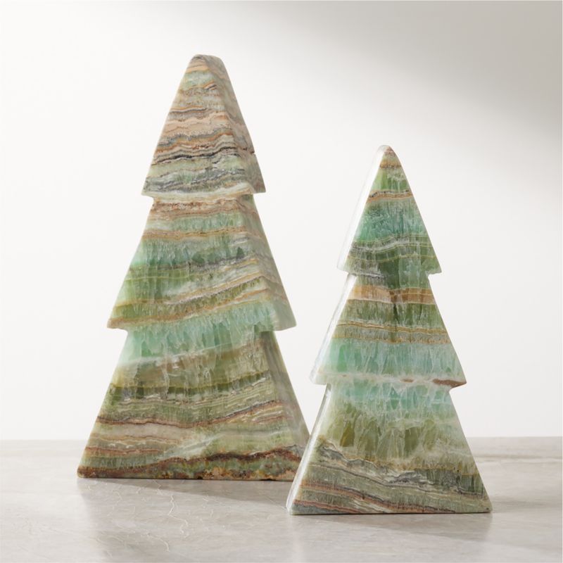 Green Travertine Christmas Trees | CB2 | CB2