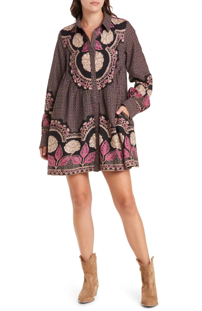 Smell the Roses Long Sleeve Cotton Shirtdress | Nordstrom