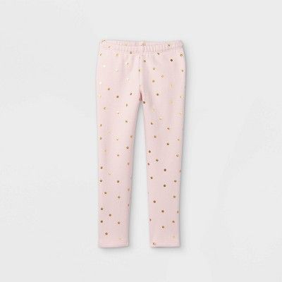 Toddler Girls' Sparkle Dot Cozy Lined Leggings - Cat & Jack™ Light Pink | Target