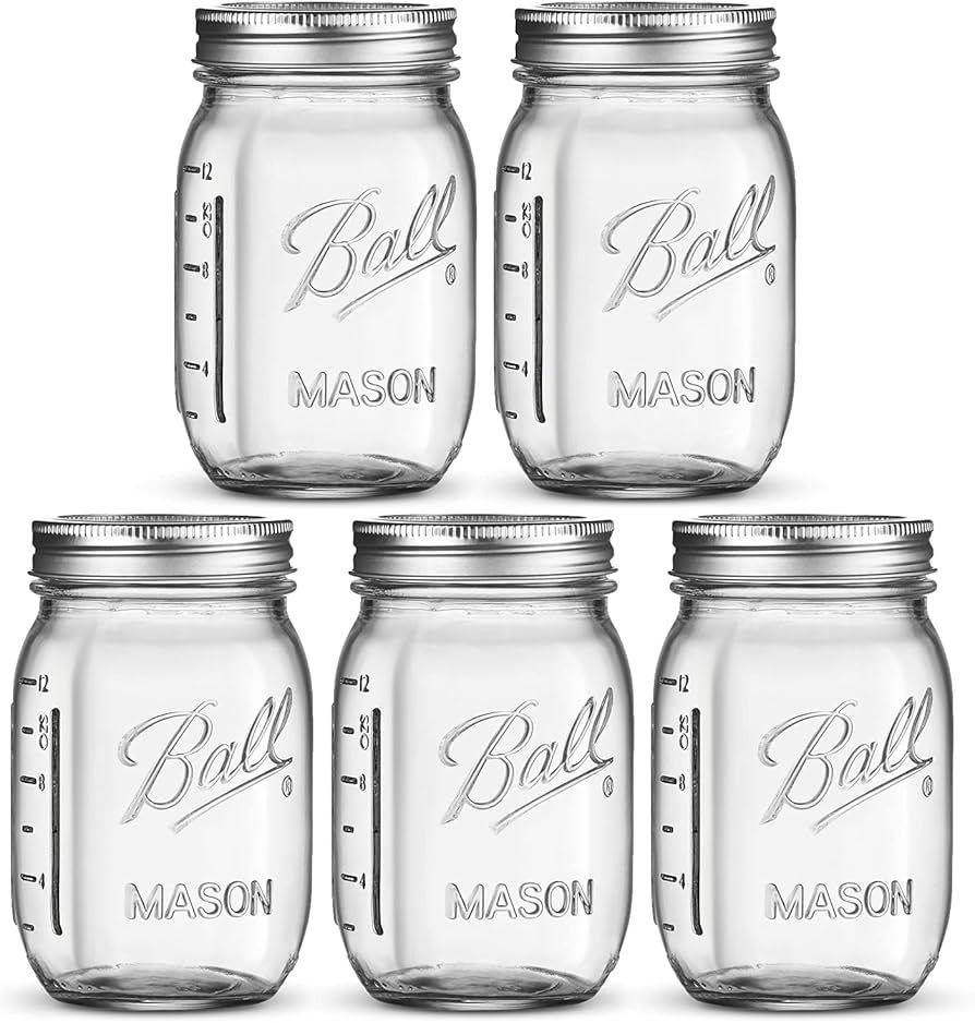 SEWANTA Regular Mouth Mason Jars 16 oz [5 Pack] With mason jar lids and Bands, mason jars 16 oz -... | Amazon (US)