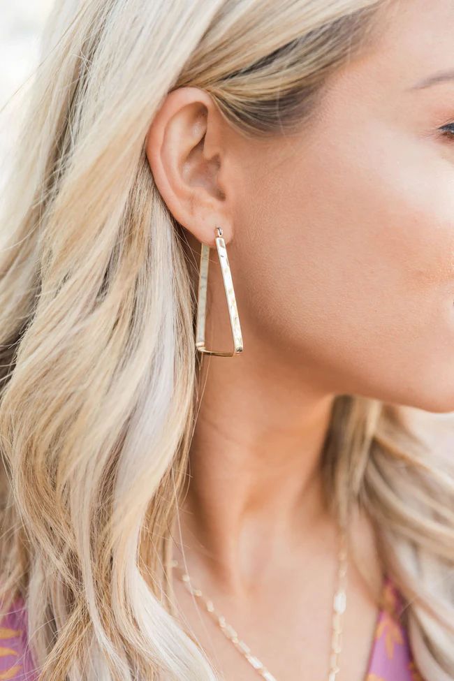Distracted Mind Gold Triangle Earrings | The Pink Lily Boutique