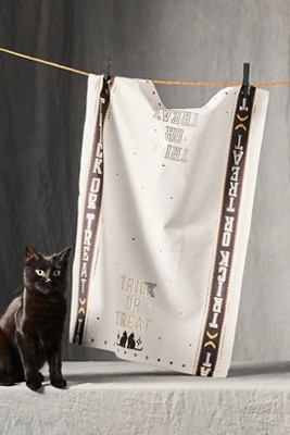 The Bistro Tile Trick-or-Treat Dish Towel | Anthropologie (US)