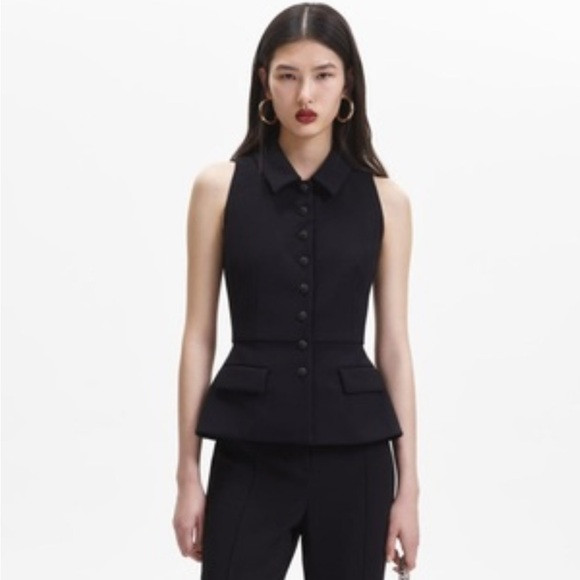 SELF PORTRAIT black sequin button up corset vest top size 2 | Poshmark