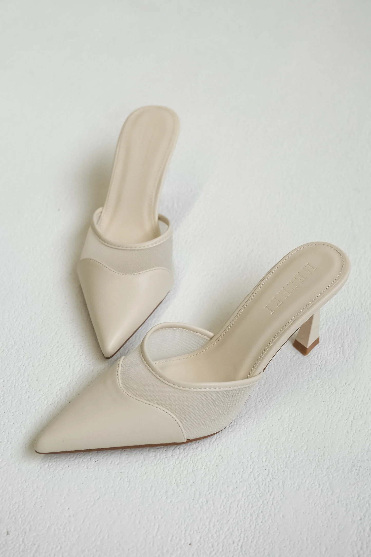 Micah Mesh Pointed Heel - Ivory | Meshki UK