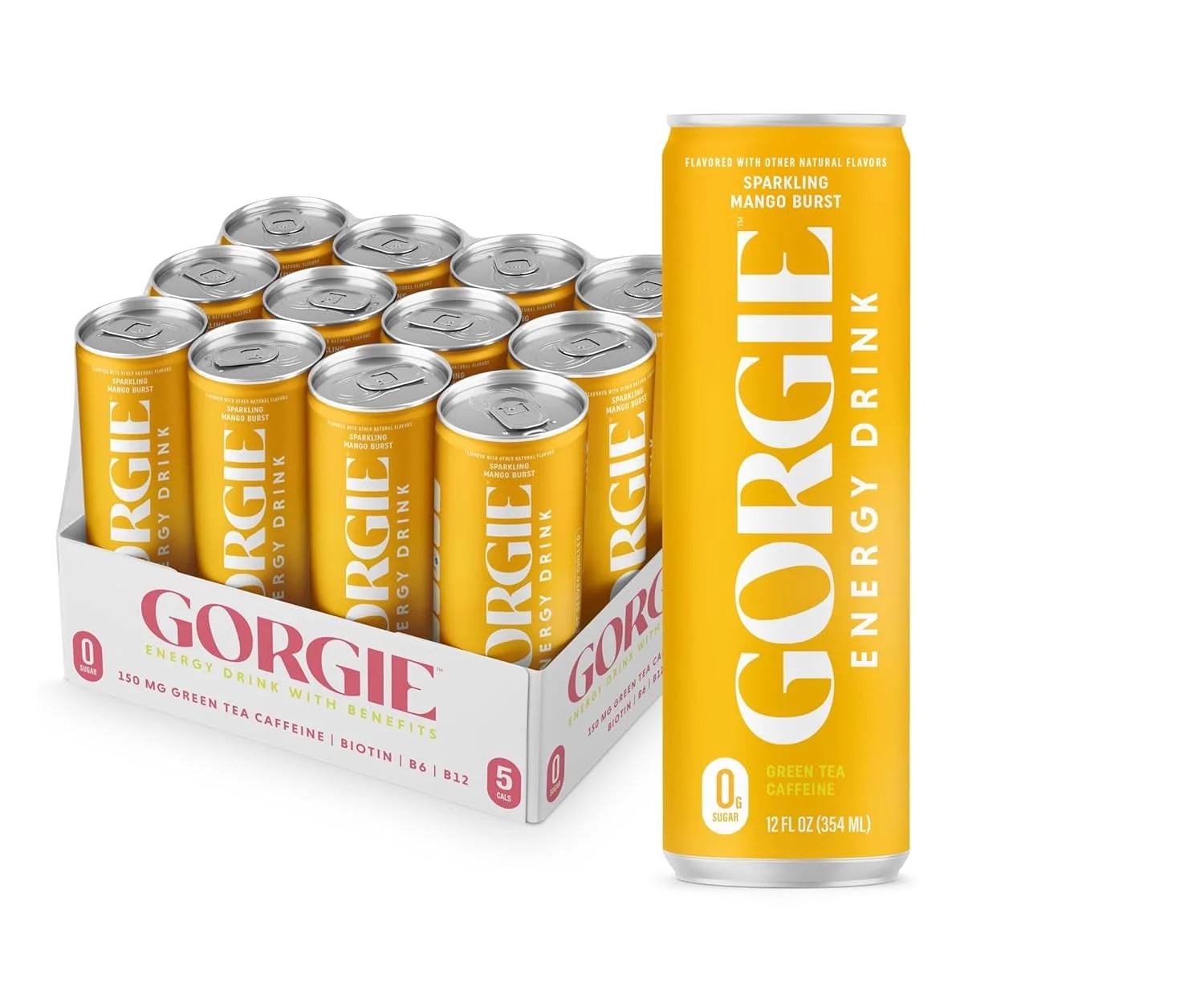 (Pack of 12) Gorgie Sparkling Mango Burst Energy Drink, 12 fl oz | Walmart (US)