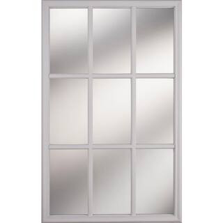 9-Lites Glass with External Grills 22 in. x 36 in. x 1/2 in. with White Frame Replacement Glass P... | The Home Depot
