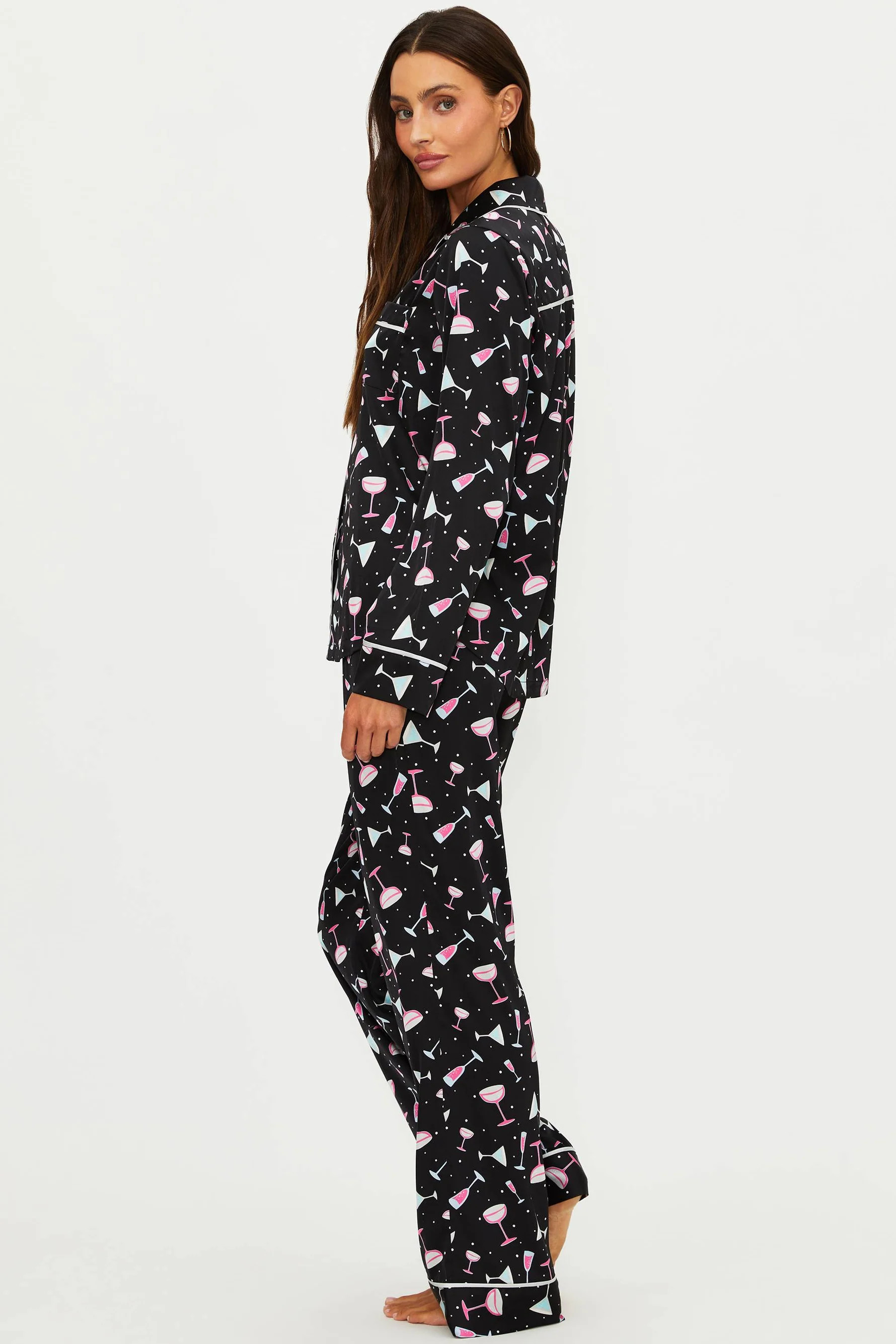 Livy Top & Connie Pant Set Black Holiday Drinks | Martini Pajamas | Beach Riot | Beach Riot