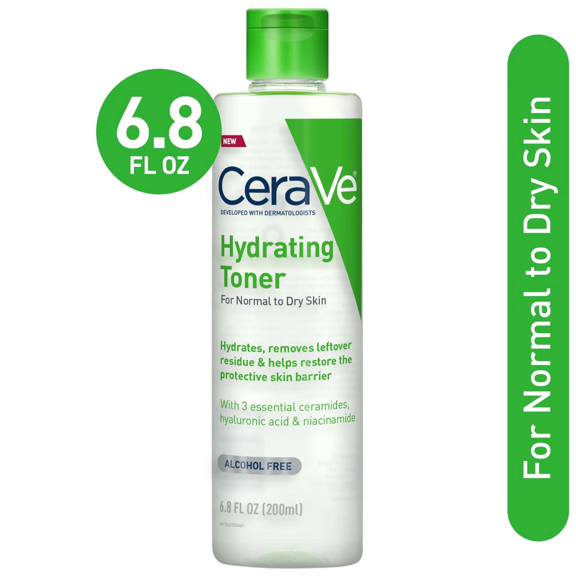 CeraVe Hydrating Facial Toner with Hyaluronic Acid & Niacinamide for Normal to Dry Skin, Alcohol-... | Walmart (US)