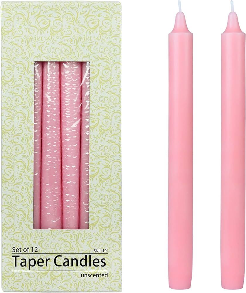 12-Piece Taper Candles, 10-Inch, Light Rose Straight | Amazon (US)