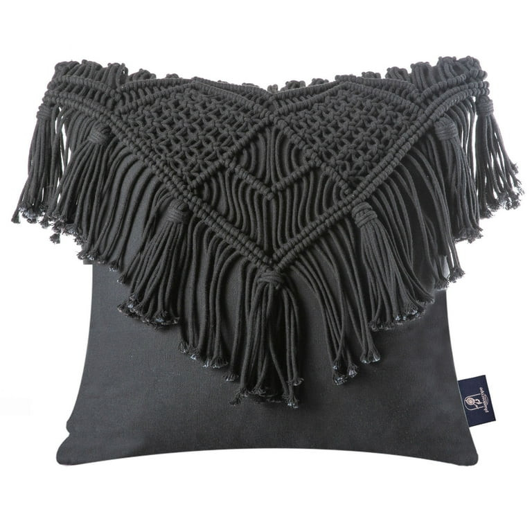 Phantoscope 100% Cotton Handmade Crochet Woven Boho with Tassels Series Half Covered Throw Pillow... | Walmart (US)