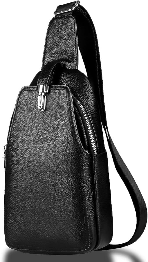 DK86 Genuine Leather Sling Bag for Women Men Crossbody Purse Travel Daypack Black | Amazon (CA)