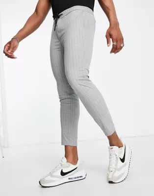 Topman smart sweatpants in gray stripe | ASOS (Global)