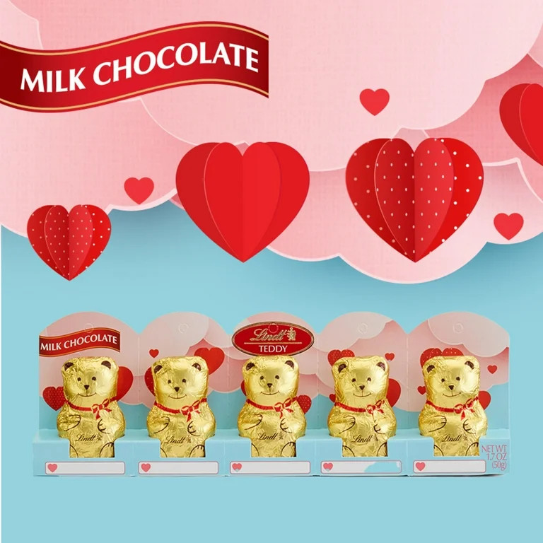 Lindt TEDDY Valentine's Milk Chocolate, Valentine's Candy, 1.7 oz. (Pack of 5) | Walmart (US)