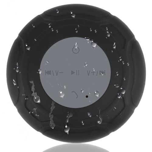 Annlend Bluetooth Shower Speaker Waterproof Wireless Mini Small Cute Portable Water Resistant Bathroom Speaker Suction Cup, Handsfree Speakerphone with Built-in Mic,4hrs of Playtime - Black | Amazon (US)